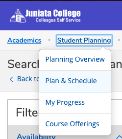 Choose Plan & Schedule from Student Planning Menu