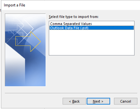 Select Outlook Data File (.pst)